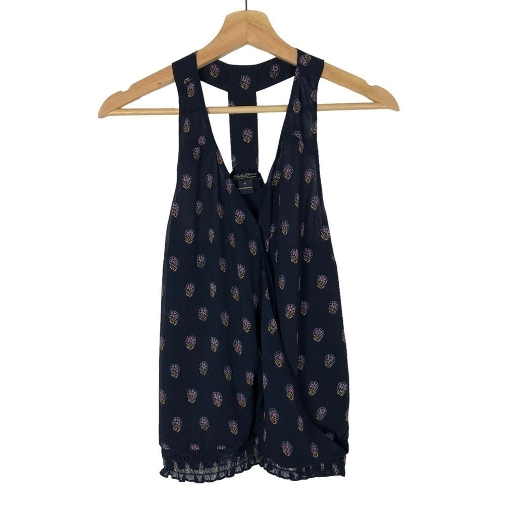 Lucky Brand Navy Blue Printed Wrap Racerback Tank Top M